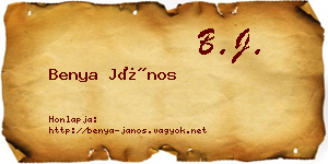 Benya János névjegykártya